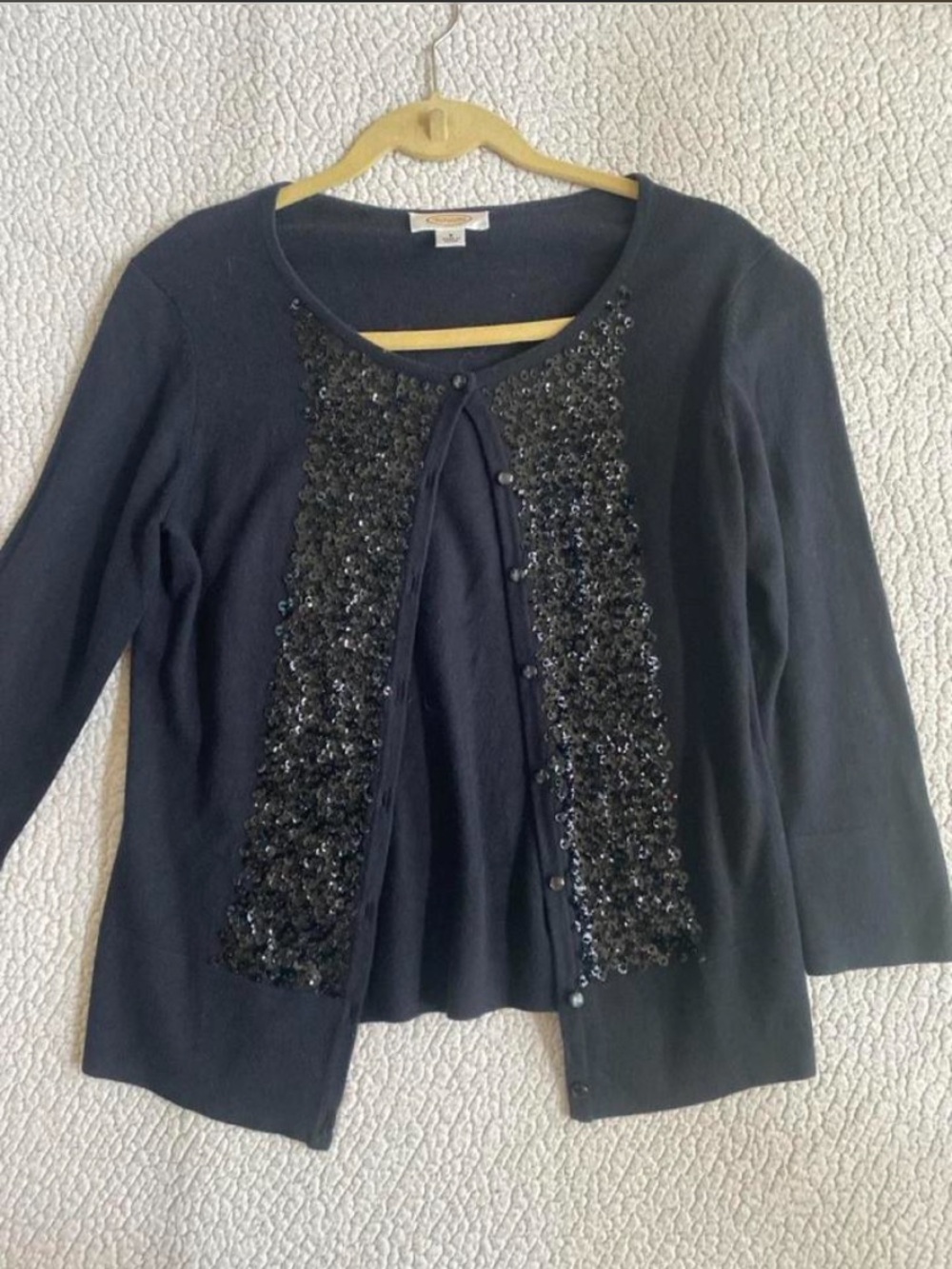 Talbots Black Sequin-Trim Cardigan